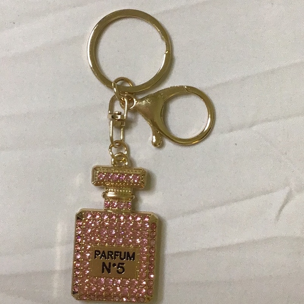 Sparkling Gold‎ and Pink Rhinestone Key Holder